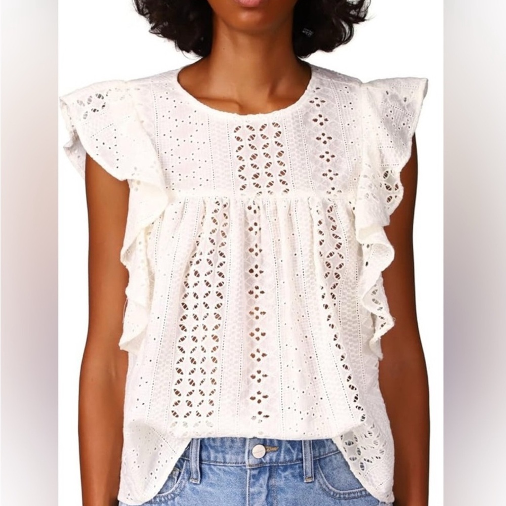 Sanctuary White Flutter Sleeve Blouse